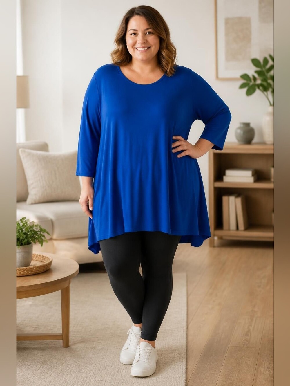 Zenana Premium Royal Blue 3/4 Sleeve Tunic Top Size 3X